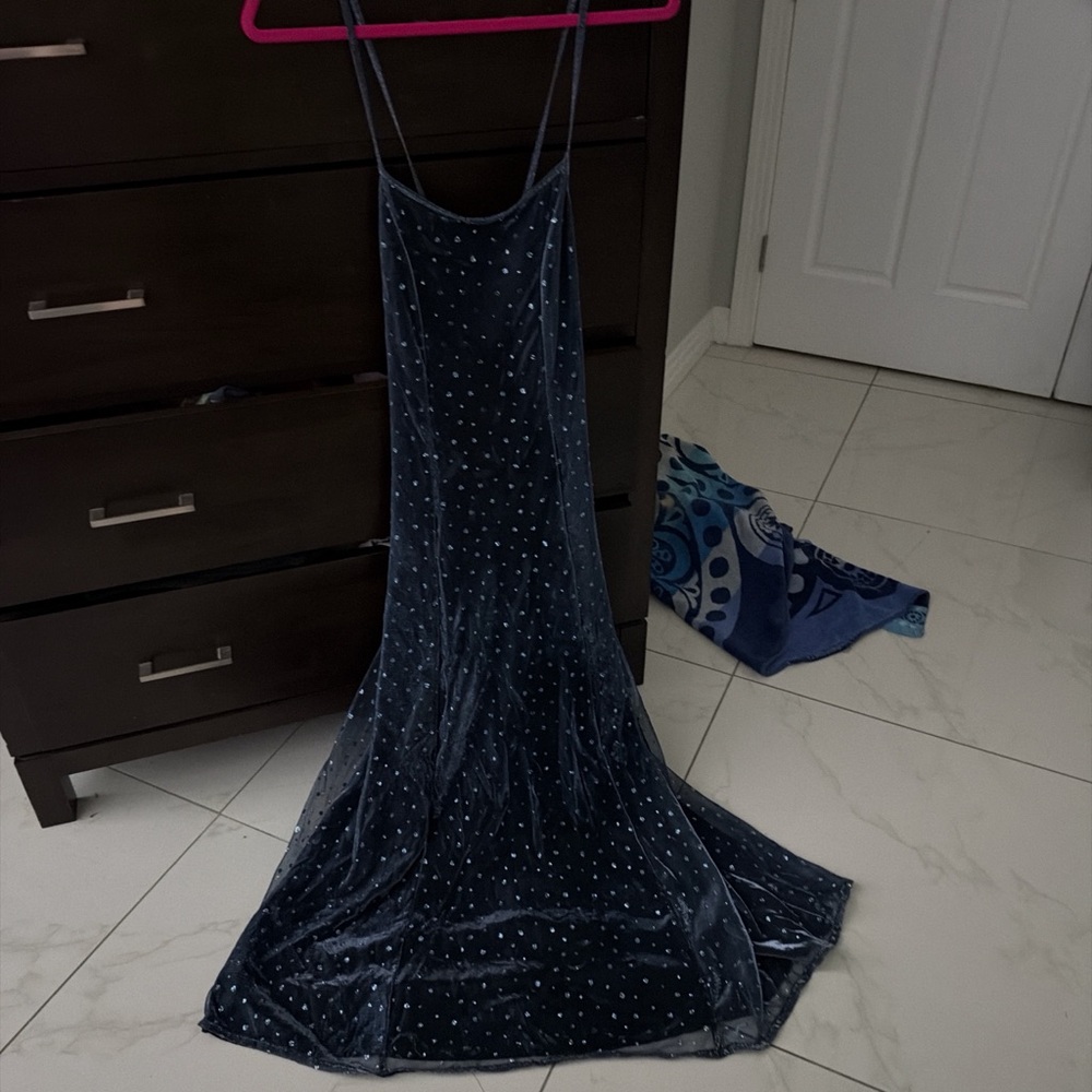 Sparkling Midnight Blue Maxi Dress